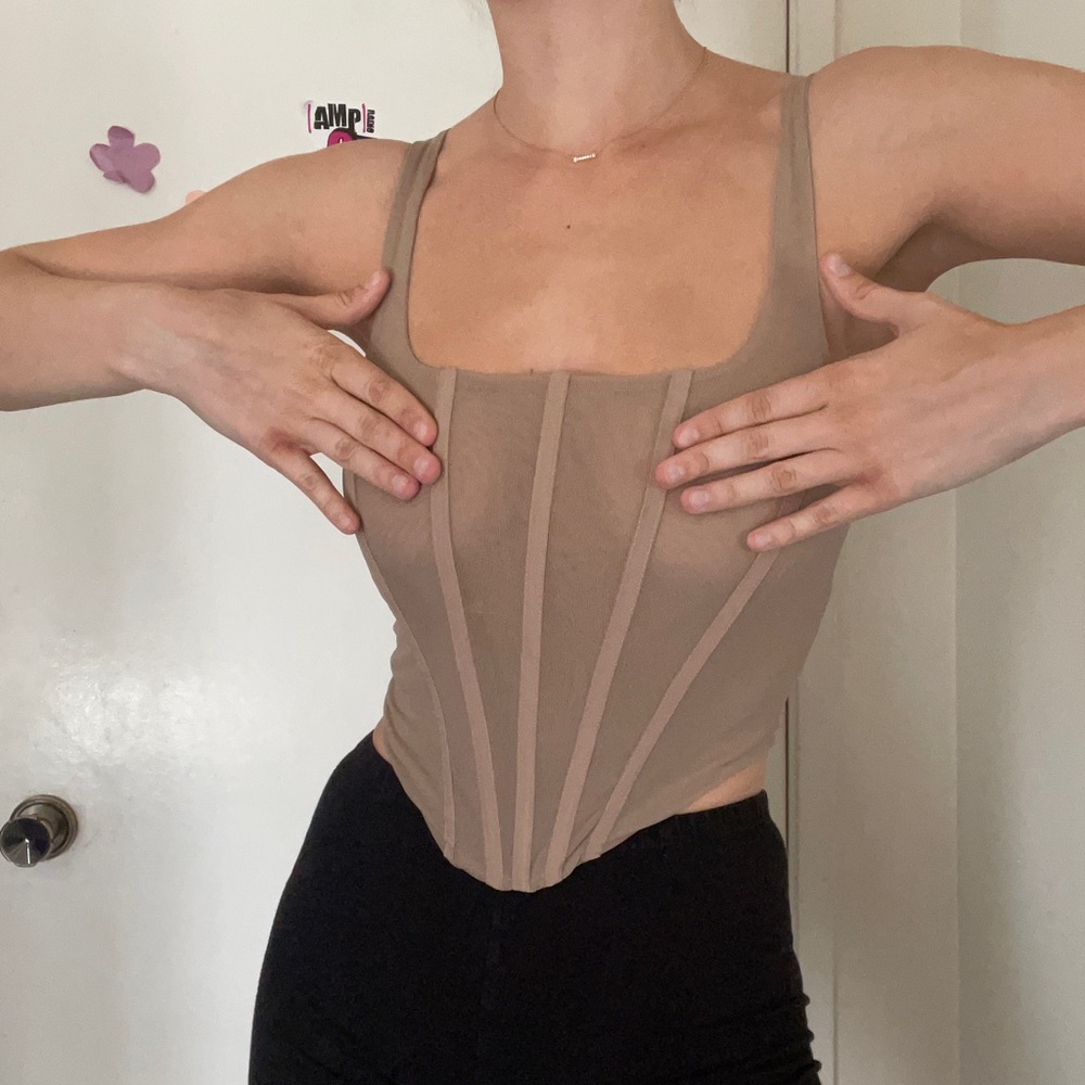 SEMITRANSPARENT NUDE COLOR CORSET TOP🔥